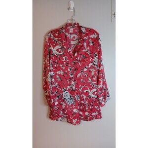 Victoria's Secret Romper Sleepwear Cupid Red White Floral Satin Womens XS